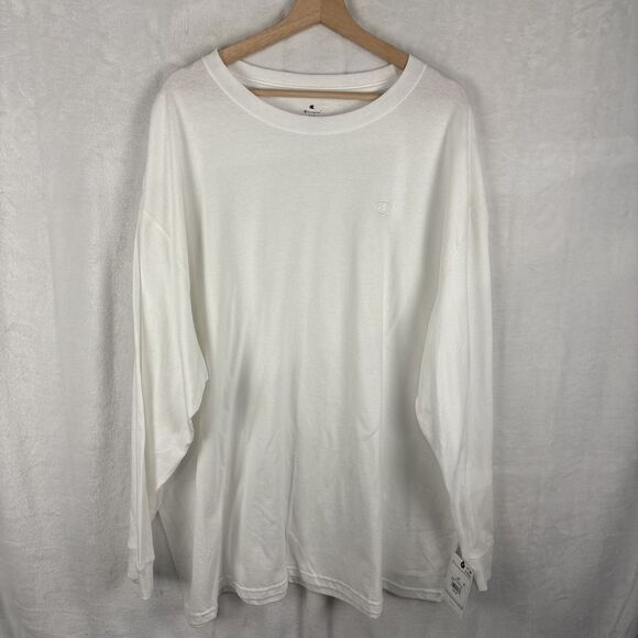 Champion Classic Tagless Big & Tall Long Sleeve T-Shirt Size 3XB White NWT - Picture 1 of 6